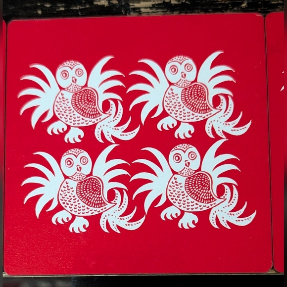 Red and White Owl Pattern Cards - Picture 1 of 4